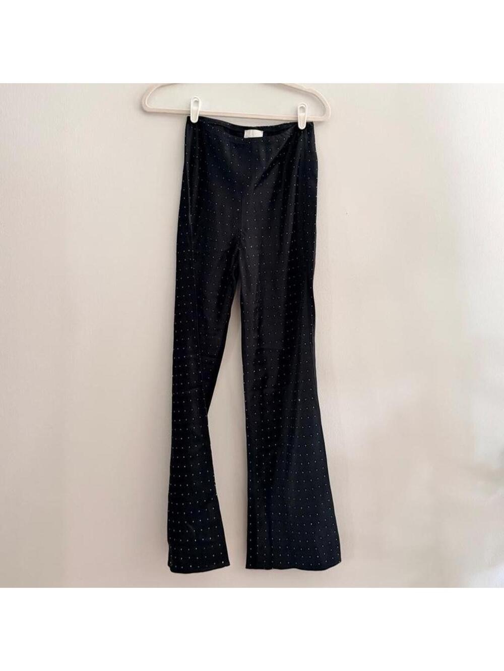 Reformation Gale Embellished Satin Pants in Inkling
